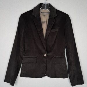 VINTAGE AKIABARA Velvet Corduroy Tailored Blazer XS Brown One Button Notch Lapel